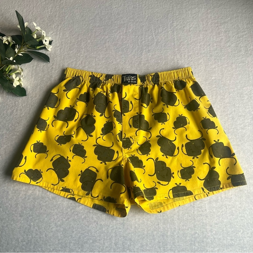 Men’s Cotton Boxer Yellow Overall Animal Print